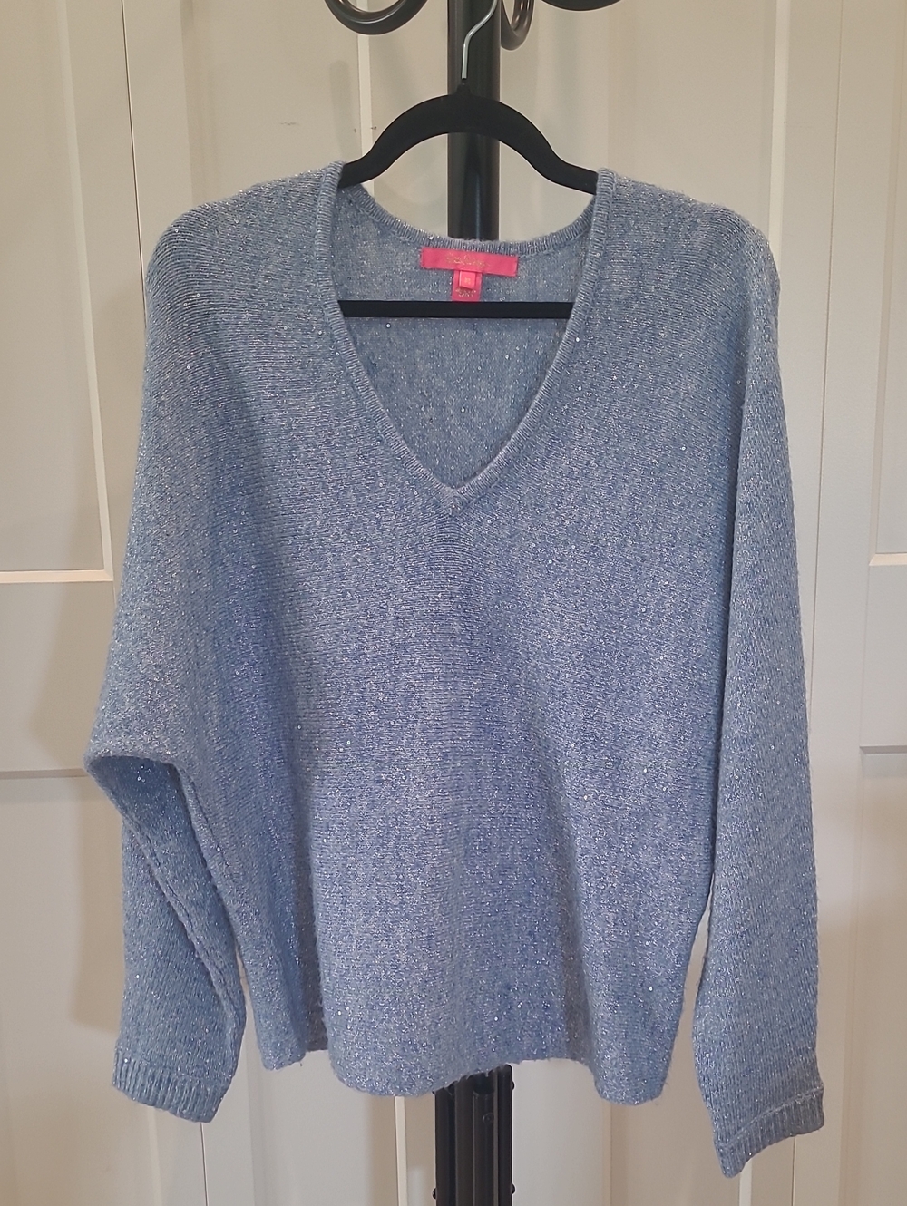 Lilly Pulitzer Light Blue V-Neck Sparkle Sweater